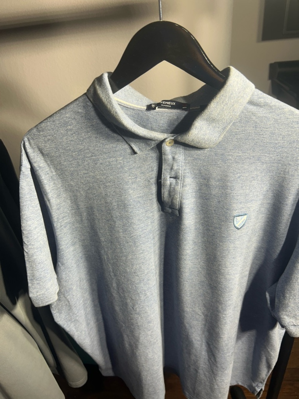 Daniel Cremieux Heathered Light Blue Men's Polo- Wear/discoloration on collar